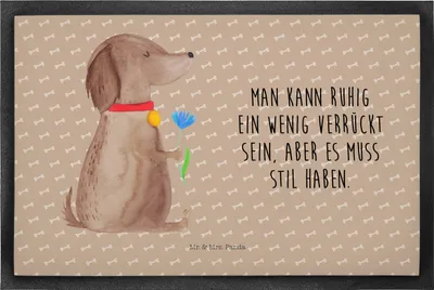 Produktbild von Mr. & Mrs. Panda fußmatte Hund Blume 50 x 75 cm - Hundeglück - Geschenk, Hunde, Fußabstreifer, Schmutzfangmatte, Sprüche, Gummimatte, Schmutzmatte, Halsband, Haha, Süß