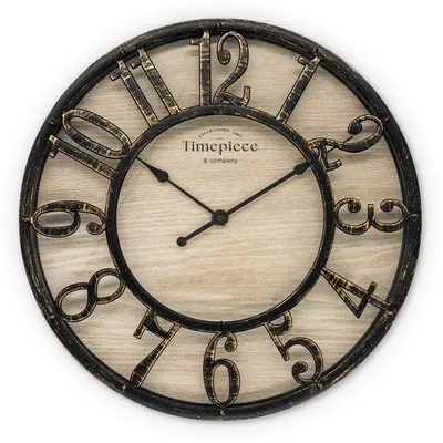 Obrázek produktu pro Velké vintage nástěnné hodiny, dřevo/kov, Ø 30 cm, industriální styl, černé