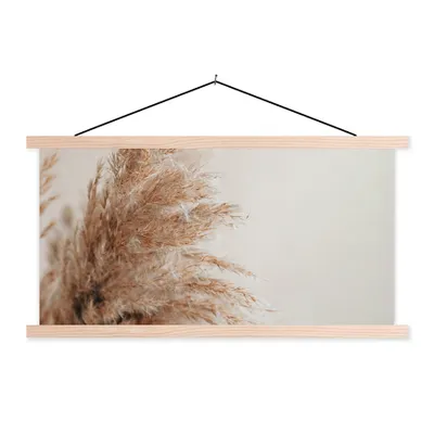 Produktbild von MuchoWow® Textilposter Gras - Pflanzen - Natur - Pampasgras 120x60 cm mit holzfarbenen Rahmen - Klemmleiste