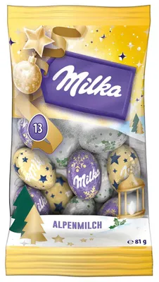 Zdjęcie produktu dla Milka Schoko Kugeln, czekolada Alpenmilch, edycja specjalna, opakowanie 81g