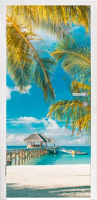 Produktbild von MuchoWow® Türtapete Selbstklebende Türfolie Strand - Palme - Meer 90x235 cm Türposter Türaufkleber Klebefolie Türklebefolie - XXL-Plakaten - Foster für Türen - Aufkleber