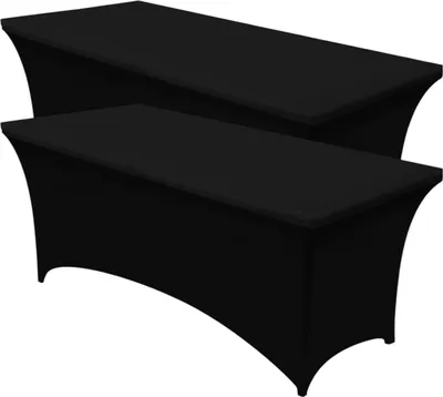 Produktbild von Stretch Tafelhoes rechteckig – 180 x 75 x 75 cm – Elastisch & Pflegeleicht – Schwarz – Ideal für Feiern, Messen & Veranstaltungen