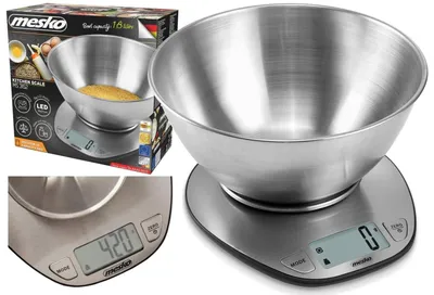 Küchenwaage Edelstahl 1 kg, 1 g genau, LCD, silber