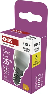 LED žárovka do ledničky ST26 / E14 / 2,3 W (25 W) / 255 lm / neutrální bílá