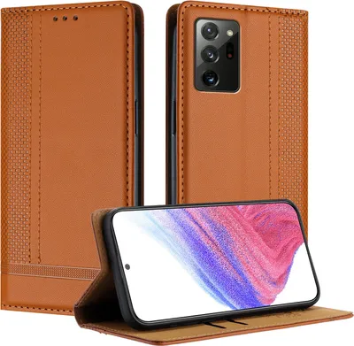 Produktbild von Handyhülle für Samsung Galaxy Note 20 Leder Flip Klappbare Schutzhülle mit Standfunktion Braun