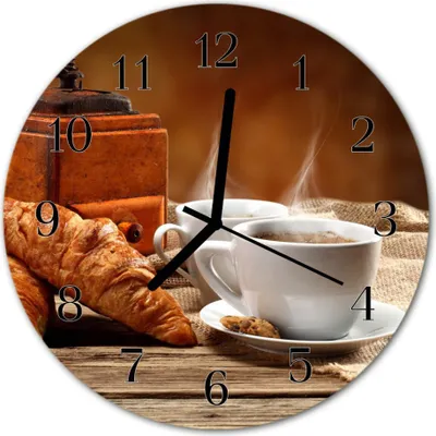 Produktbild von Glasuhr Wanduhr Küchenuhr Echt-Glas 30fi cm Kaffeemühle braun