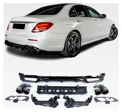 Produktbild von Heckdiffusor Sport mit Endrohren Schwarz für Mercedes E-Klasse W213 Limousine ab 2016