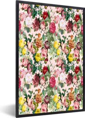 Produktbild von MuchoWow® MuchoWow® Gerahmtes Poster Blumen - Rosen - Rosa 40x60 cm - Poster mit zchwarzem Bilderrahmen - Papierdruck - Wandbilder