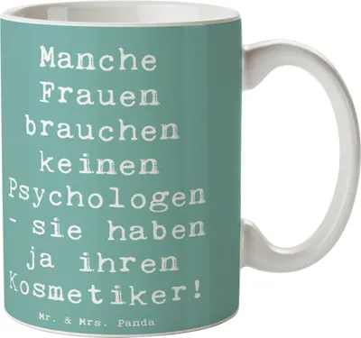 Produktbild von Mr. & Mrs. Panda Kaffeetasse Spruch Kosmetiker Seele - Meeresbrise - Geschenk, Beziehung Kundin, Make-Up, Beautyberatung, Tasse mit Motiv, natürliche Produkte, Beruf