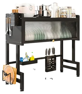 Obrázek produktu pro Odkapávač na nádobí, provedení nad dřezem, výškově nastavitelný, černý, dvoupatrový