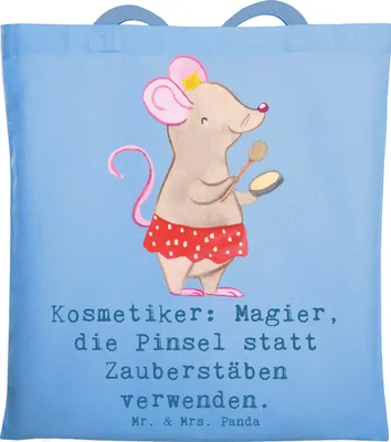 Produktbild von Mr. & Mrs. Panda Schultasche Kosmetiker Magie - Sky Blue - Geschenk, Jutebeutel, Tasche, Laptoptasche, Berufspassion, Make-up Künstler, Shopping, Berufsprodukte, Beruf