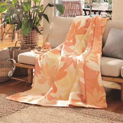 Immagine prodotto di biederlack, coperta decorativa "Plumerie", misto cotone, colore arancione/giallo, dimensioni 150x200 cm