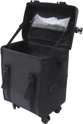 Produktbild von 2 in1 Kosmetikkoffer Kosmetik Trolley Beauty case Makeup Friseurkoffer mit Universalräder, Nylonmaterial+PVC, Kosmetik-Trolley zum Organisieren und Aufbewahren von Kosmetika und Schönheitsartikeln