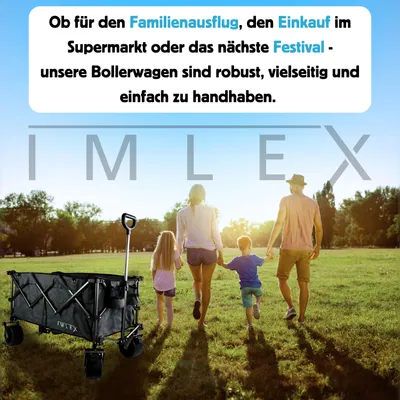 Produktbild von IMLEX Bollerwagen faltbar XXL Handwagen IM-4211 Anthrazit 200L Tragkraft 120KG