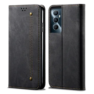 Image de Etui pour Realme C65 4G, étui portefeuille en cuir avec fermeture magnétique et socle Noir