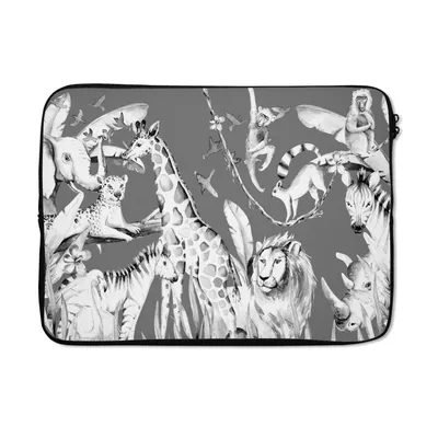 Produktbild von MuchoWow® Laptop Hülle 14 ZollWasserfarben - Dschungel - Tiere - Jungen - Blau - Kinder Laptoptasche - Laptoptasche - Stoßsicher - Schutzhaube