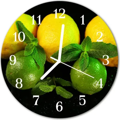 Produktbild von Glasuhr Wanduhr Küchenuhr Echt-Glas 30fi cm Zitronen grün