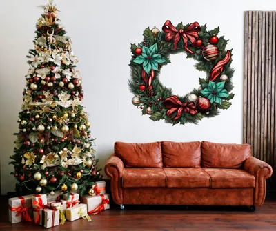realistischer Weihnachtskranz – Decords Wandtattoo, Produktansicht 1