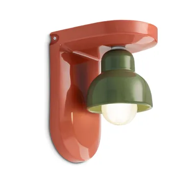 Image de Vintage Deco Berimbau Ceramic Orange and Sage Green 1 Light E27