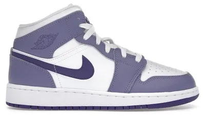 Image de Jordan 1 Mid Dusty Amethyst, couleur Blanc Court Purple (taille enfant/adolescent) - Pointure EU 40