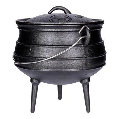 Obrázok produktu pre Hrniec Potjie (cca 8 litrov) Juhoafrický hrniec na varenie Dutch Oven z liatiny 3-nohý hrniec na oheň s pokrievkou a nožičkami, trojnohý hrniec na dusenie