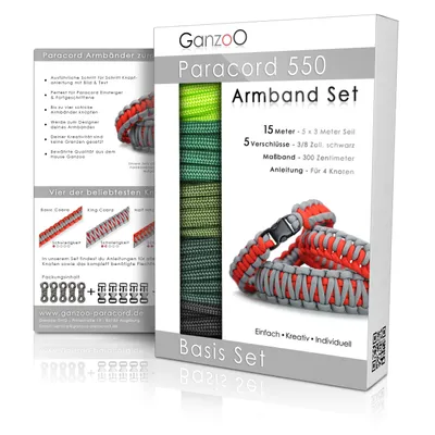 Produktbild von Paracord 550 Armband Set selbst knüpfen, Bastelset, Knüpfset, DIY Bracelet mit Klickverschlüssen und Anleitung, Lanyard Armband selber Machen aus Parachute Cord, Farbe: Forest