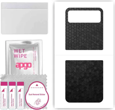 Produktbild von apgo Rückseite Schutzfolie, Skin, kompatibel mit Motorola Razr 2023, Hinten Displayschutzfolie aus Vinylfolie, kratzfest, einfache Montage - Schwarze Honigwabe