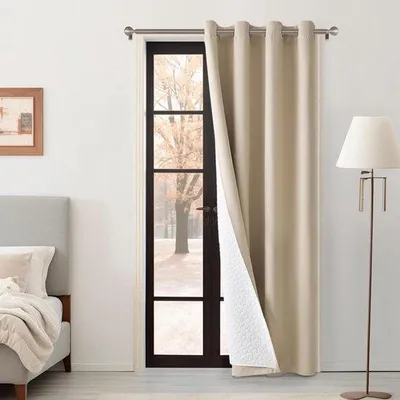 Immagine prodotto di Tenda termica a doppio strato contro il freddo e il caldo, 1 pezzo - Protezione dal freddo - Tenda per porta antivento e isolante - Beige