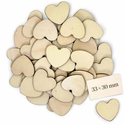Holz-Mini-Herzen (33 mm) – Tischdeko für Hochzeit, Geburtstag & Taufe