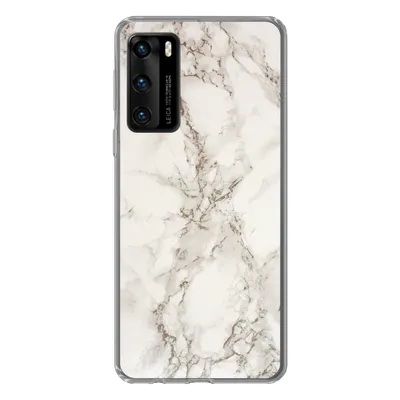 Produktbild von MuchoWow® Handyhülle Schutzhülle Hülle für Huawei P40 Marmor - Grau - Weiß Silikon Softcase Handy Hülle - Handytasche