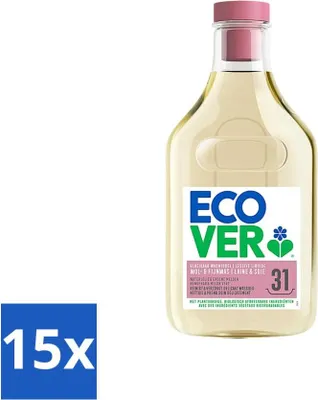 Produktbild von Ecover Flüssigwaschmittel für Wolle & Feinwäsche - Seerose & Grüne Melone 31 Wäschen 1,43 Liter - Vorteilspack - 15 Stücke