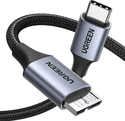 Produktbild von Ugreen USB-C auf Micro USB-B 3.0 Kabel, 5 Gbps, 3A Schnellladung, 1m, Grau