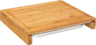 Produktbild von 5five Simply Smart Schneidebrett mit Edelstahl-Schublade, Küchenbrett, Bambus, 35 x 28 cm, 151418