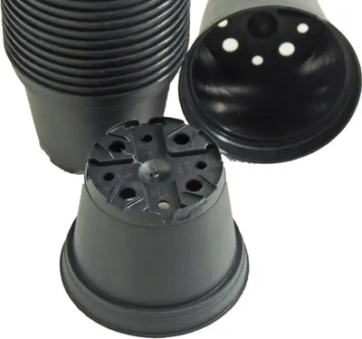 Produktbild von Fuchs Versand 24/7, Gärtnertopf, Kunststoff, schwarz, 20 Stück, verschiedene Größen (7 bis 15 cm Durchmesser oben), Premium-Gärtnerqualität, Kreuzboden mit Drainageöffnungen