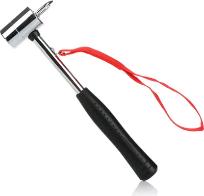 Productafbeelding van COM-FOUR® Campinghamer met scheerpaalverwijderaar - Tenthamer met handlus - Scheerpaalhamer van koolstofstaal, verchroomd - Campingaccessoire