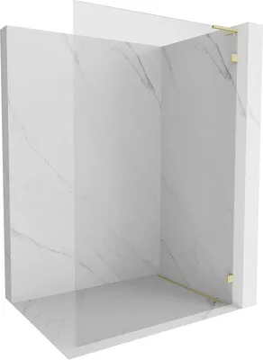 Produktbild von Mexen Lunar L Duschwand Walk-in rechts 120 x 200 cm, transparent 8 mm, gold gebürstet - 830L-120-000-55-00-P