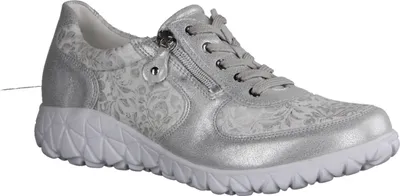 Produktbild von Waldläufer Havy H89001-989 Damen, Halbschuh, Silber/Weiß, Leder/Stretch - Damenschuhe Bequeme Schnürschuhe, Grau, leder/textil (bufa jasminstretch )