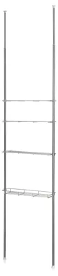 Produktbild von CARO-Möbel Teleskop Badregal DUNJA Standregal Allzweckregal höhenverstellbar 250-280 cm 3 Ablagen 1 Korb verchromt