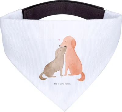 Produktbild von Mr. & Mrs. Panda Hundeschal Hunde Liebe - Weiß - Geschenk, Kuss, Kuscheln, Herz, Halstuch, Sprüche, Hund, Hals Tuch, Dreieckstuch, Für, Bandana