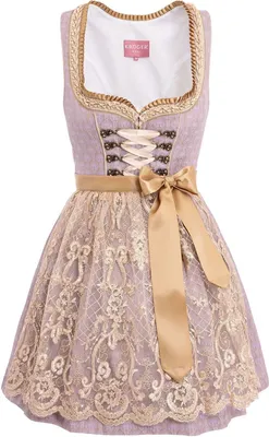 Produktbild von KRÜGER Damen Minidirndl traditionell in Flieder-Gold mit passender Schürze