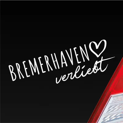 Produktbild von Auto Aufkleber Bremerhaven verliebt Herz Stadt Heimat Liebe Car 19x6 cm Weiss Glanz Sticker Heckscheibenaufkleber