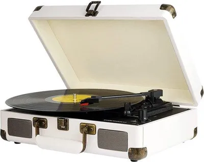 Productafbeelding van DIGITNOW Platenspeler M417 wit - Belt-Drive draagbaar met speakers
