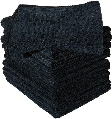 Zdjęcie produktu dla Zestaw 4 czarnych ściereczek z mikrofibry Unyqoos®, wymiar 20x25 cm – wyjątkowo chłonne, nie pozostawiają smug, nadają się do prania i wielokrotnego użytku, idealne do domu, samochodu i delikatnych powierzchni