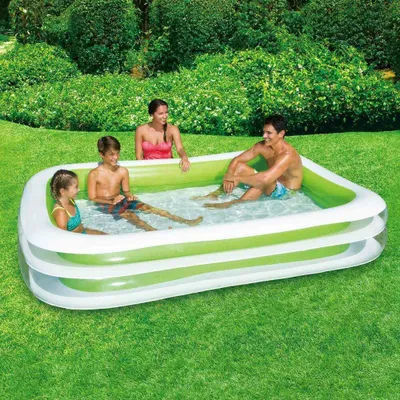 Image de Piscine familiale Deluxe 2 anneaux 262X175X46 Cm