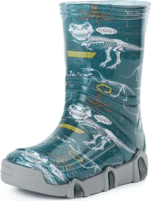 Produktbild von Ladeheid Kinder Mädchen Jungen Gummistiefel Gefüttert SwkBW (Dunkelblau Dinosaurier, 21/22)