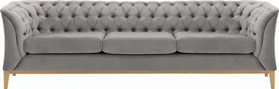 Produktbild von SLF24 - Dreisitzer-Sofa Chesterfield Modern Wood - hellgrau - Velluto 15