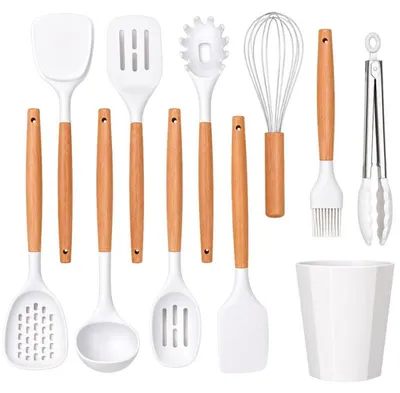 Immagine prodotto di Verk 07510, set di utensili da cucina con supporto, 11 pezzi, bianco