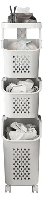 Image de Organisateur de panier à linge à plusieurs niveaux pour salle de bain