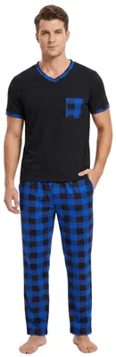 Imagen del producto de Solidchoice - Conjunto de pijama ultra suave para hombre, con cuello en V