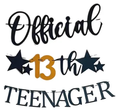 Productafbeelding van Verjaardagsbanner: Fijne 13e verjaardag! Goud en zwart, karton, 3 meter